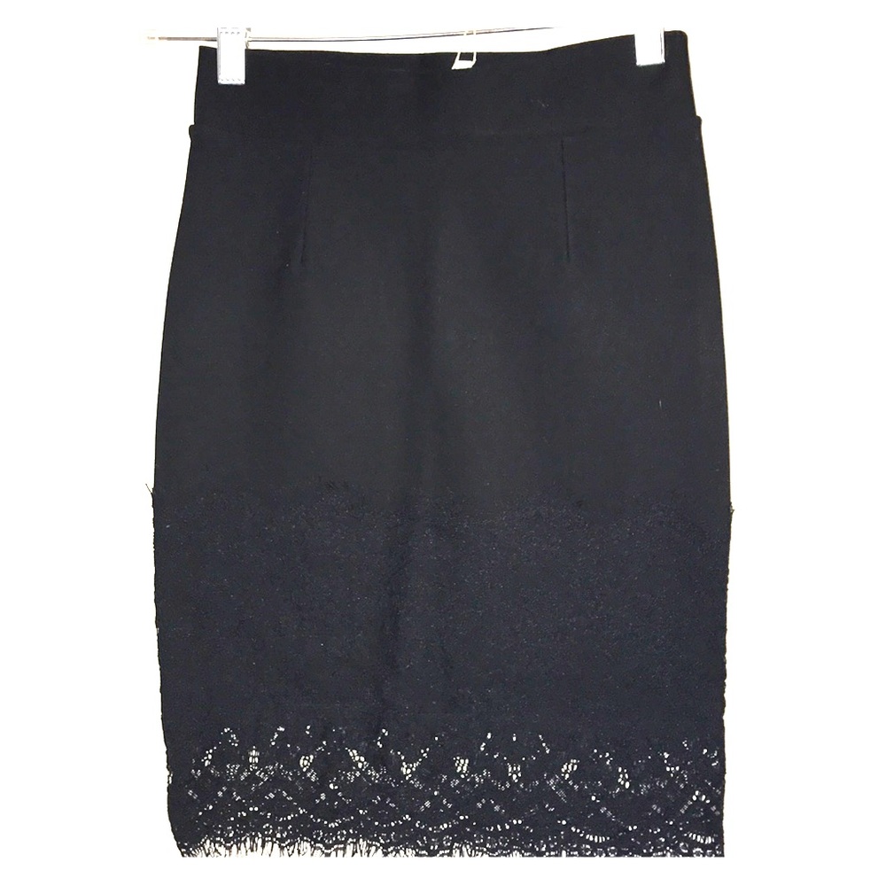 Lian Lun Fashion black lace trim skirt
